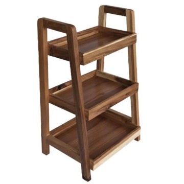 Acacia Wood 3-Tier Freestanding Shelving Unit - Versatile Storage & Display